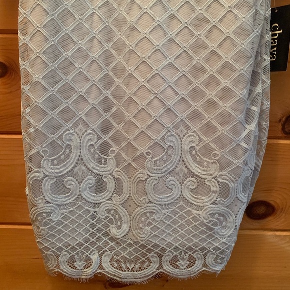 Chaya Dress New With Tags Size 10 Color Powblu Beautiful With Sheer Sleeves - Picture 3 of 11